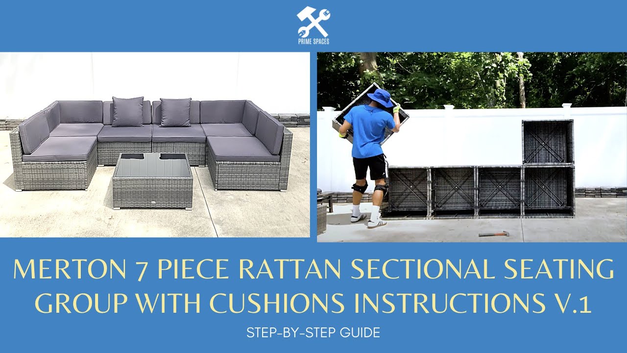 Outsunny 7-Piece Outdoor Wicker Rattan Patio Furniture Conversation Sectional Sofa Set Assembly v.1