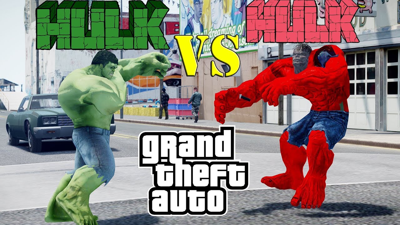 GREEN HULK VS RED HULK - GREAT BATTLE - GTA 4