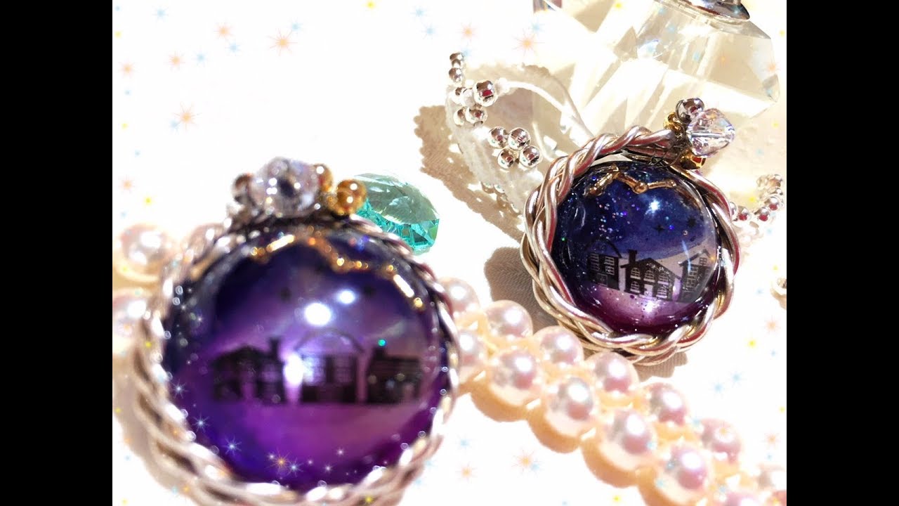 (レジン)☆★星降る街のブローチ～✨簡単ワイヤーワーク resin　falling star town