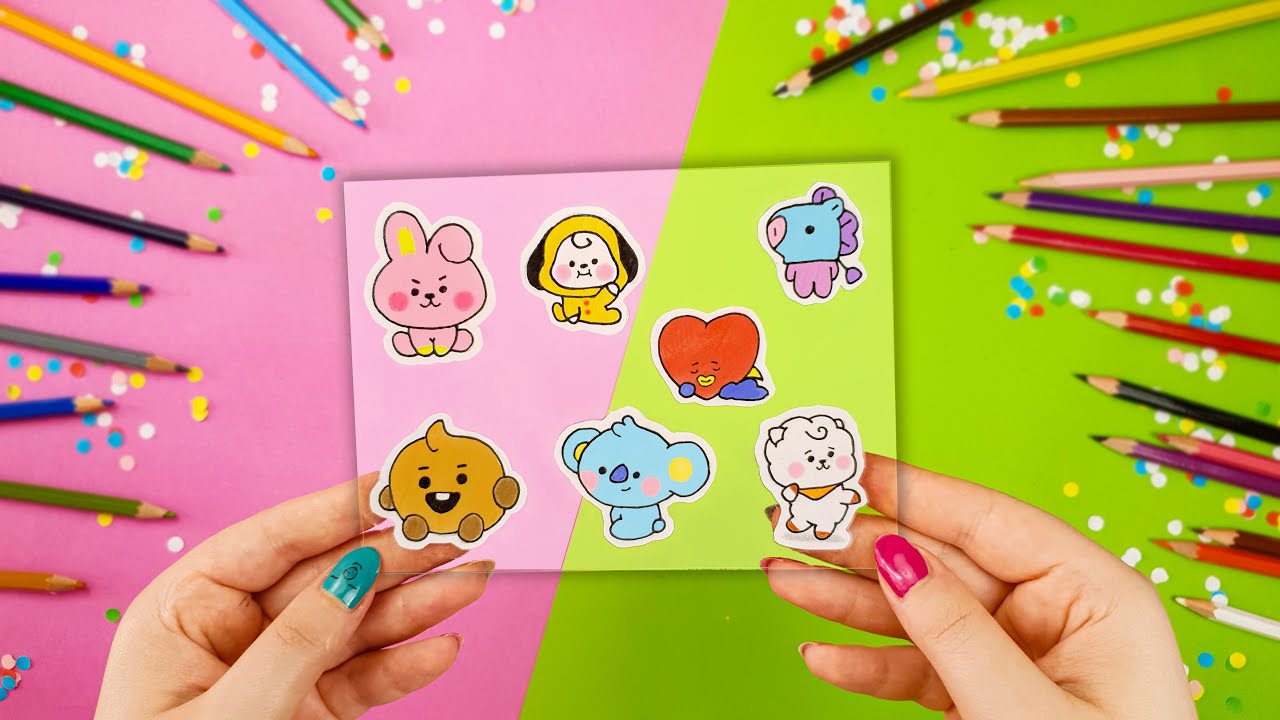 НАКЛЕЙКИ BTS DIY, как сделать свою собственную наклейку дома