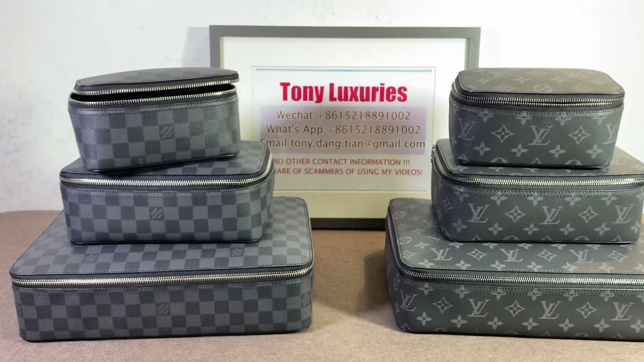 Packaging cubes in Damier graphite and Monogram Eclipse