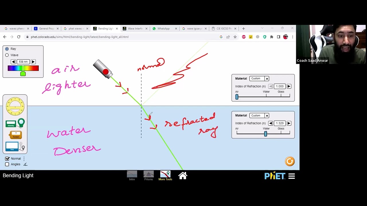 Refraction| Bending of Light| Phet Simulation |Physics| IGCSE EDEXCEL GCSE|Saad