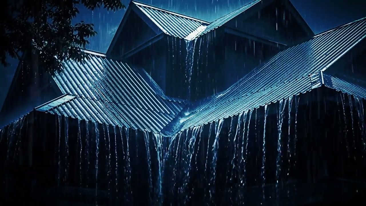98% Fall Asleep in Minutes: Heavy Rain & Thunder Growling on Rusty Tin Roof