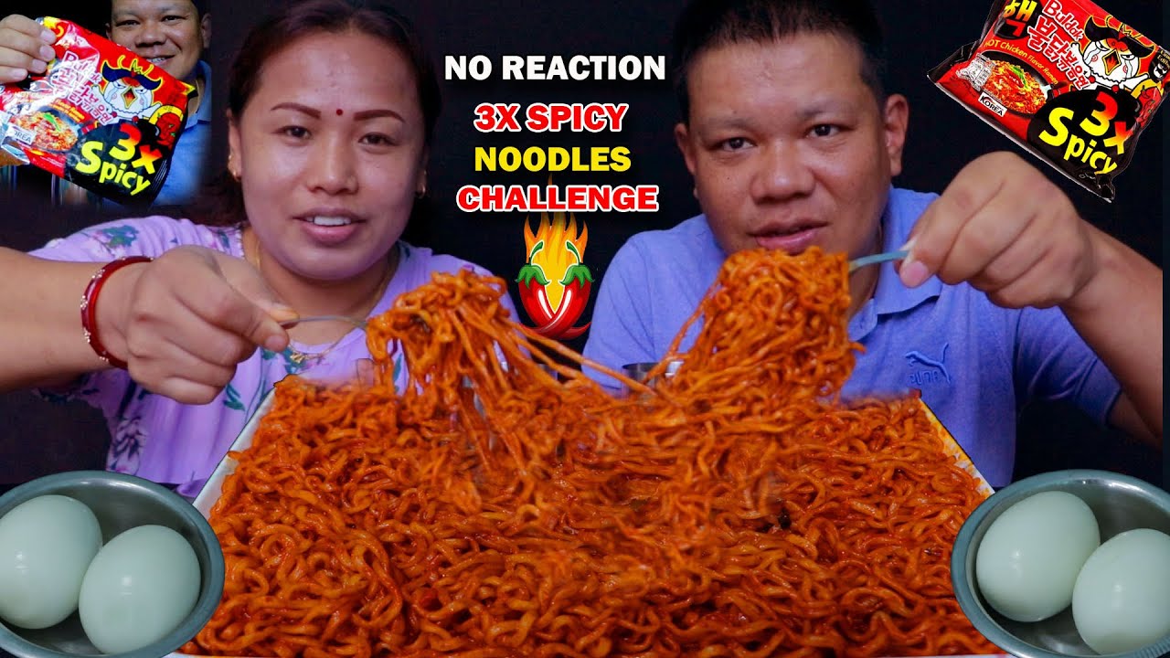 NO REACTION 😱 3X SPICY RAMEN NOODLES 🔥🥵 EATING CHALLENGE | GANGA OFFICIAL @tham_thapa
