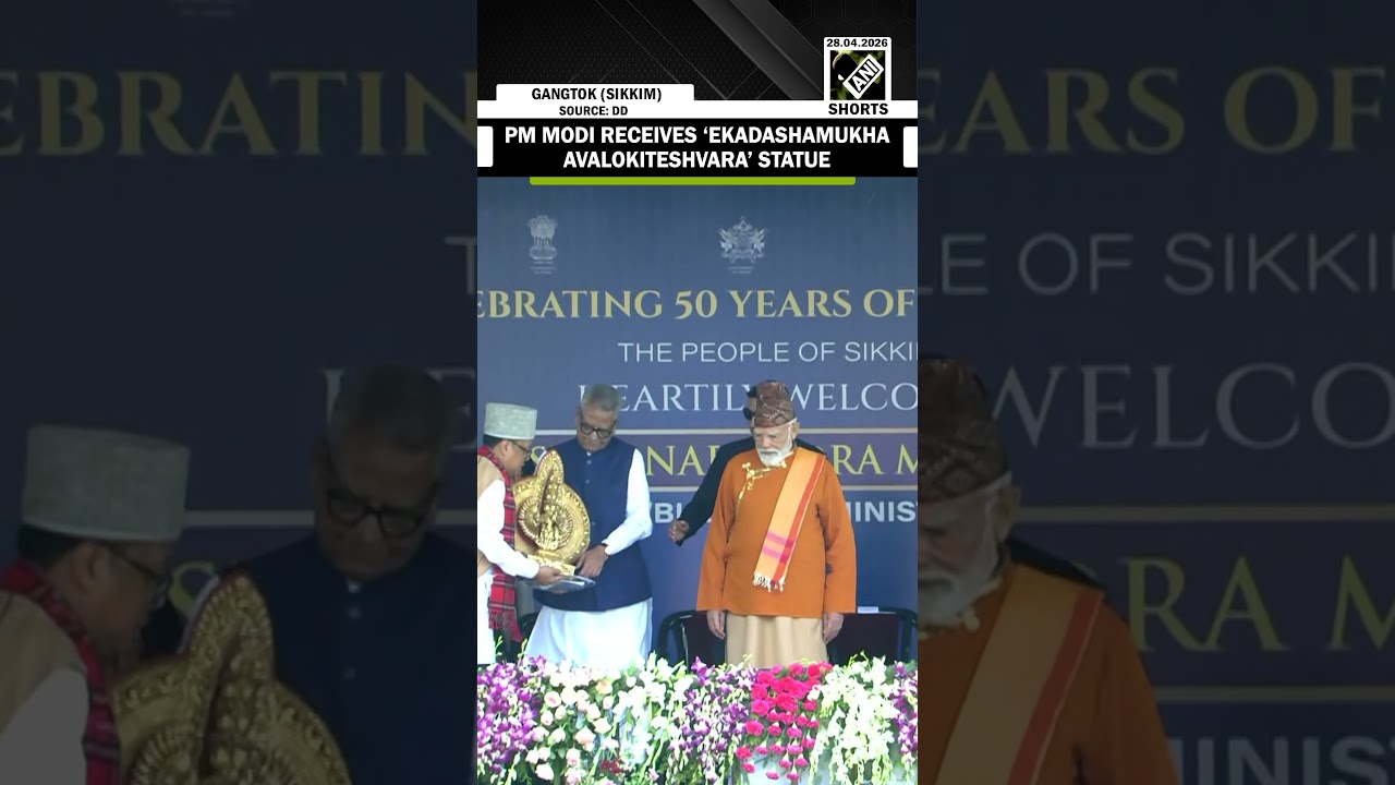 PM Modi receives &lsquo;Ekadashamukha Avalokiteshvara&rsquo; statue at Sikkim&rsquo;s 50th statehood celebrations