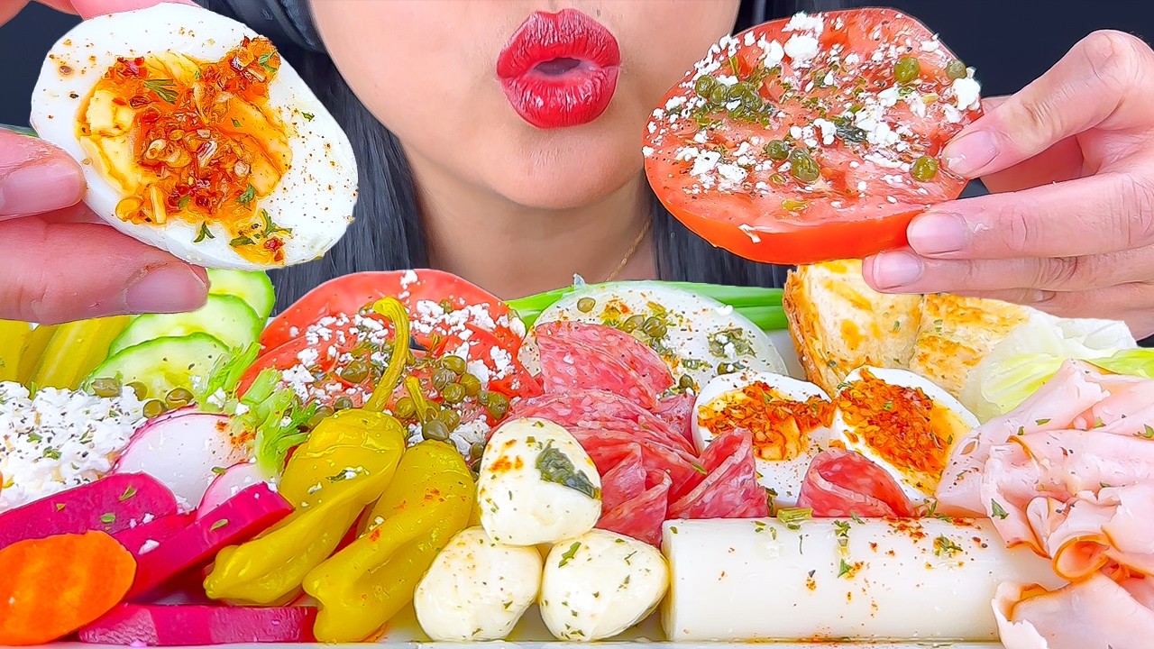 ASMR ГИГАНТСКАЯ ТАРЕЛКА С ЗАКУСКАМИ (ДЕВИЧЬИЙ УЖИН) | ЗВУКИ ЕДЫ | МУКБАНГ