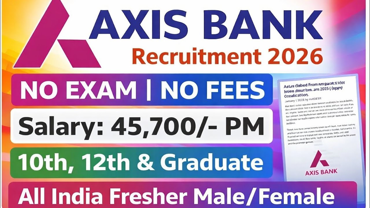 Axis Bank Recruitment 2026 | Axis Bank New Vacancy 2026 | Axis Bank Jobs 2026 | Freshers Bank Jobs 