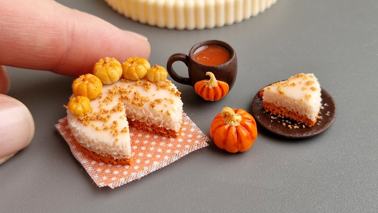 Miniature pumpkin cake with tea cup/Made with polymer clay/Tutorial/DIY
