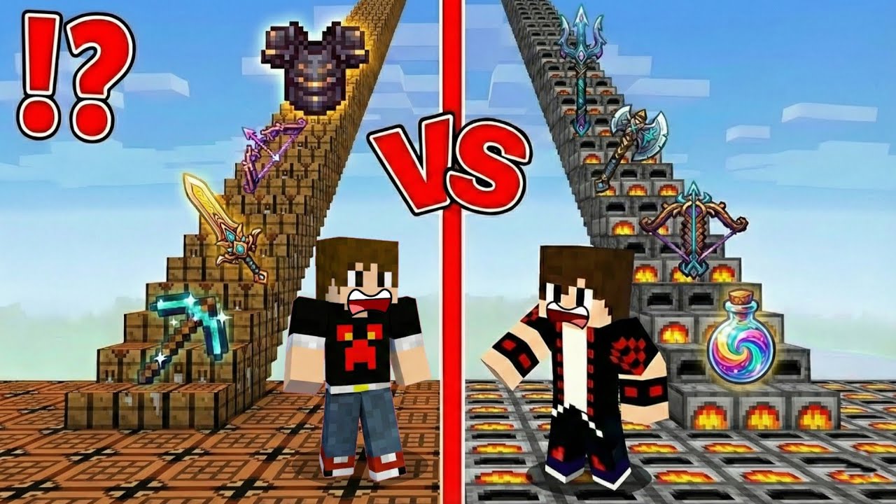 ماين كرافت : حـرب طريق الحظ ولكن طريق الكرافتينغ تيبل ضد طريق الفرن !!؟ 🔥😱