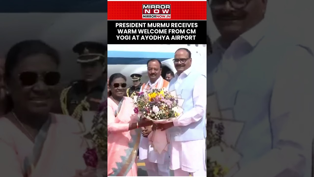 President Droupadi Murmu Receives Warm Welcome From CM Yogi Adityanath At Ayodhya Airport #shorts
