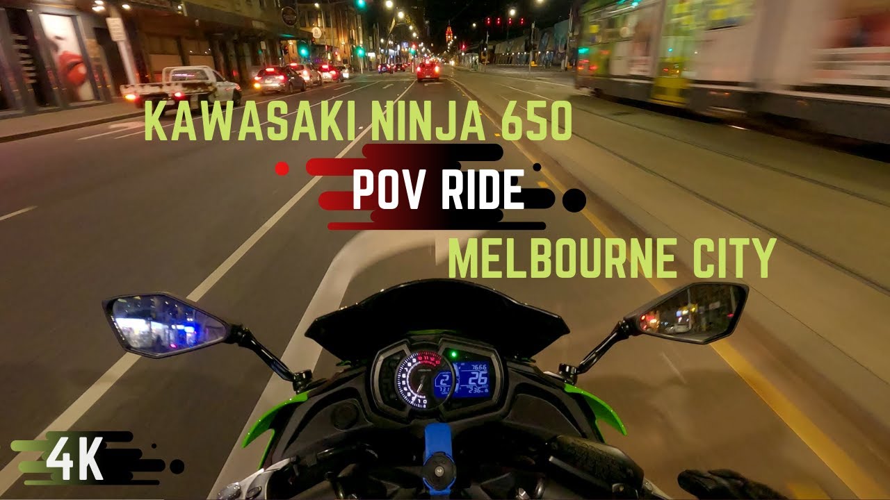 Kawasaki Ninja 650 - POV Ride - Melbourne City Night Ride - Akrapovic - 4k Video