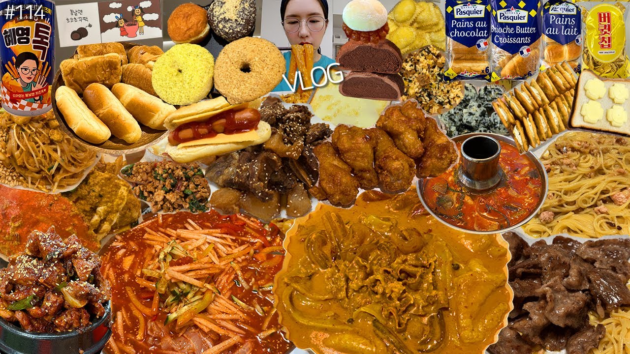 SUB)먹방VLOG)마라로제엽떡+엽봉+콘마요 엄마표물회 소갈비찜 올드페리도넛 매운생갈비찜 초코초꾸떡 똠얌꿍 푸팟퐁커리 맵탱 버터연유범벅토스트 여수1박2일여행❤️ MUKBANG