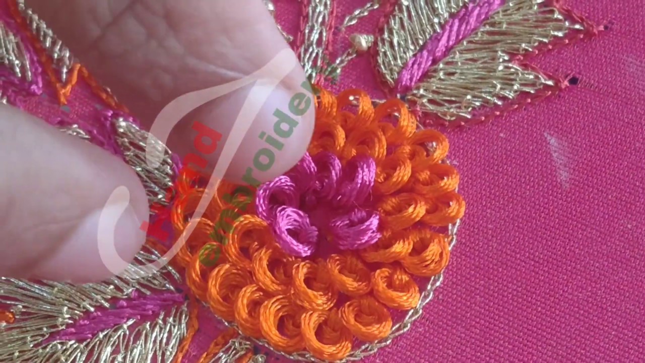 Aari & ring french knot embroidery