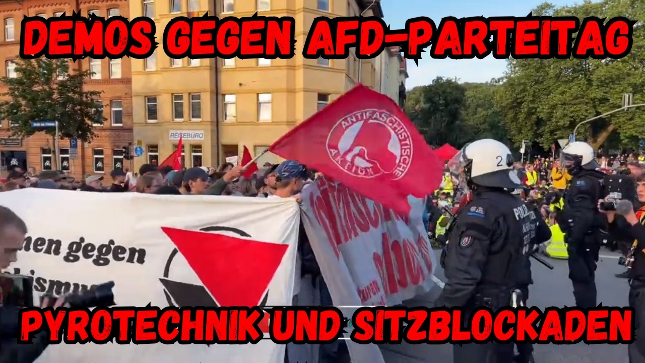 Blockaden, Beleidigungen und Pyrotechnik beim AfD-Parteitag - Gothaer Platz in Erfurt | 04.07.2026