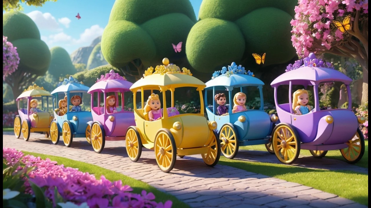 Four Little Toy Princess Carriages Roll Roll Roll | Royal Fairy Tale Counting Song