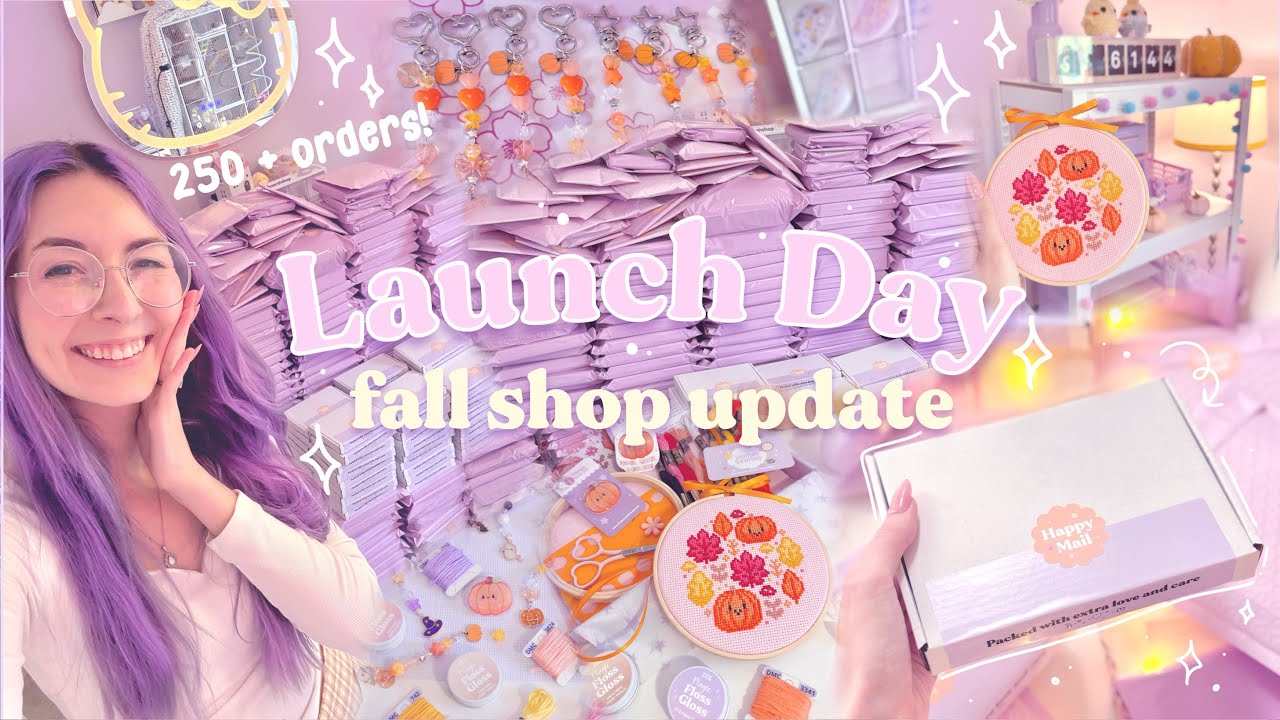 The MOST orders I've ever had! 🎃✨ Shop launch studio vlog: going live and packing 250+ orders!