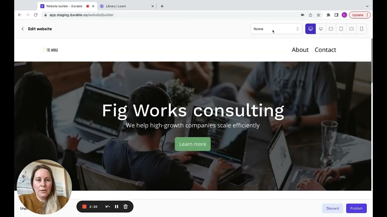 Durable small business website builder