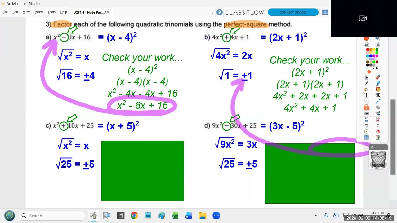 2-6-2026 - CHS - OBEN - 2-YR ALGEBRA 2 AB - DAY 85 - Completing the Square (DAY 2)