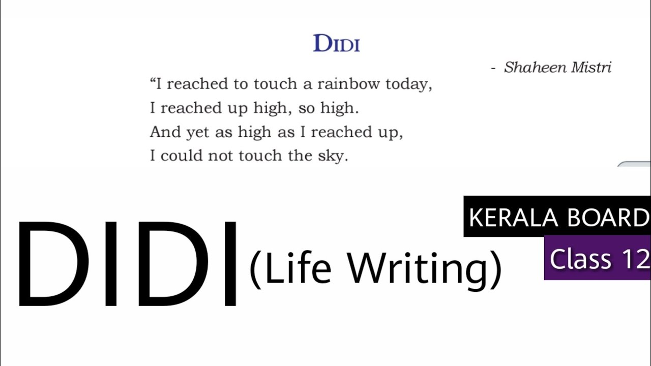 Didi by Shaheen Mistri Summary Explanation and Analysis in Hindi Plus 2 English