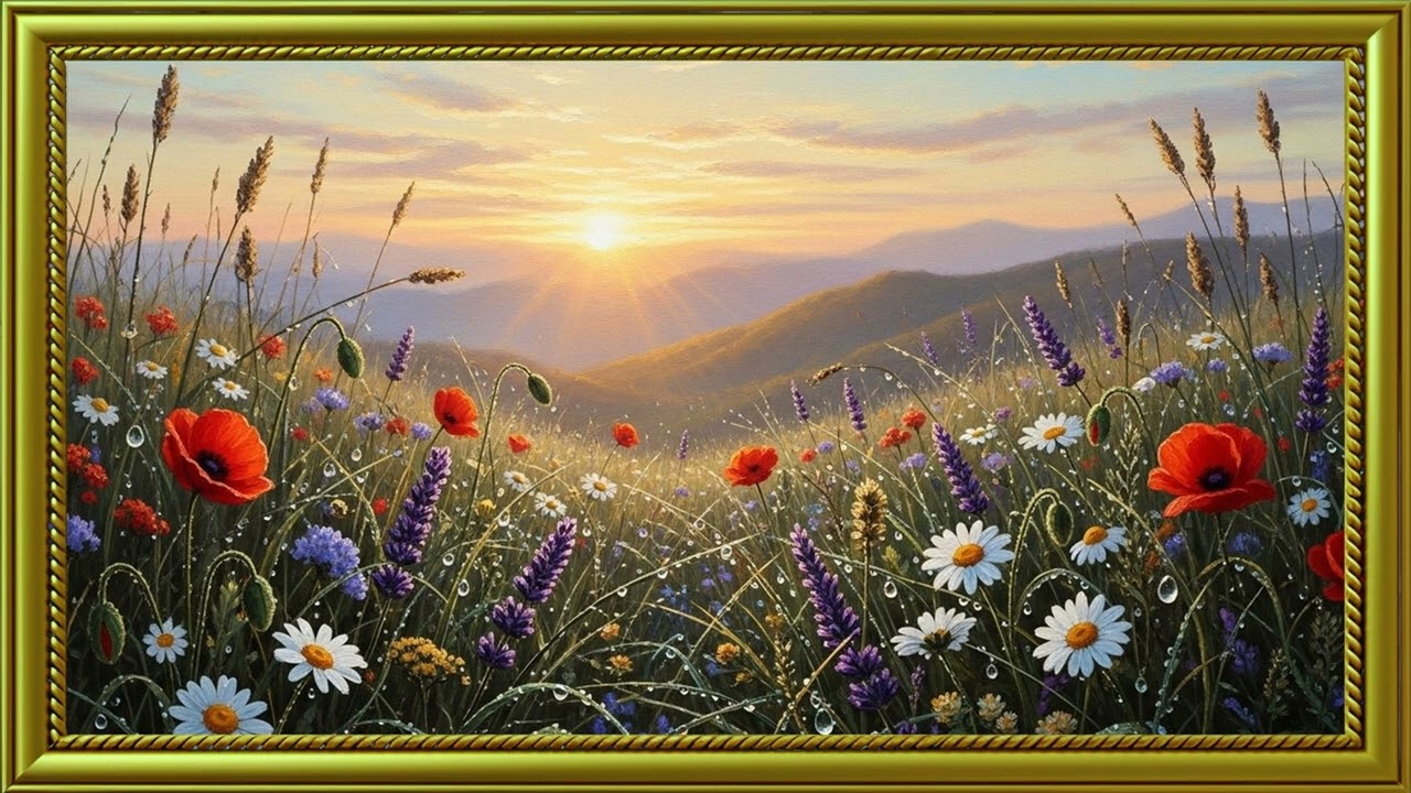 Turn Your TV Into Art | Wild Meadow Flowers at Sunrise in 4K (2 Hours)