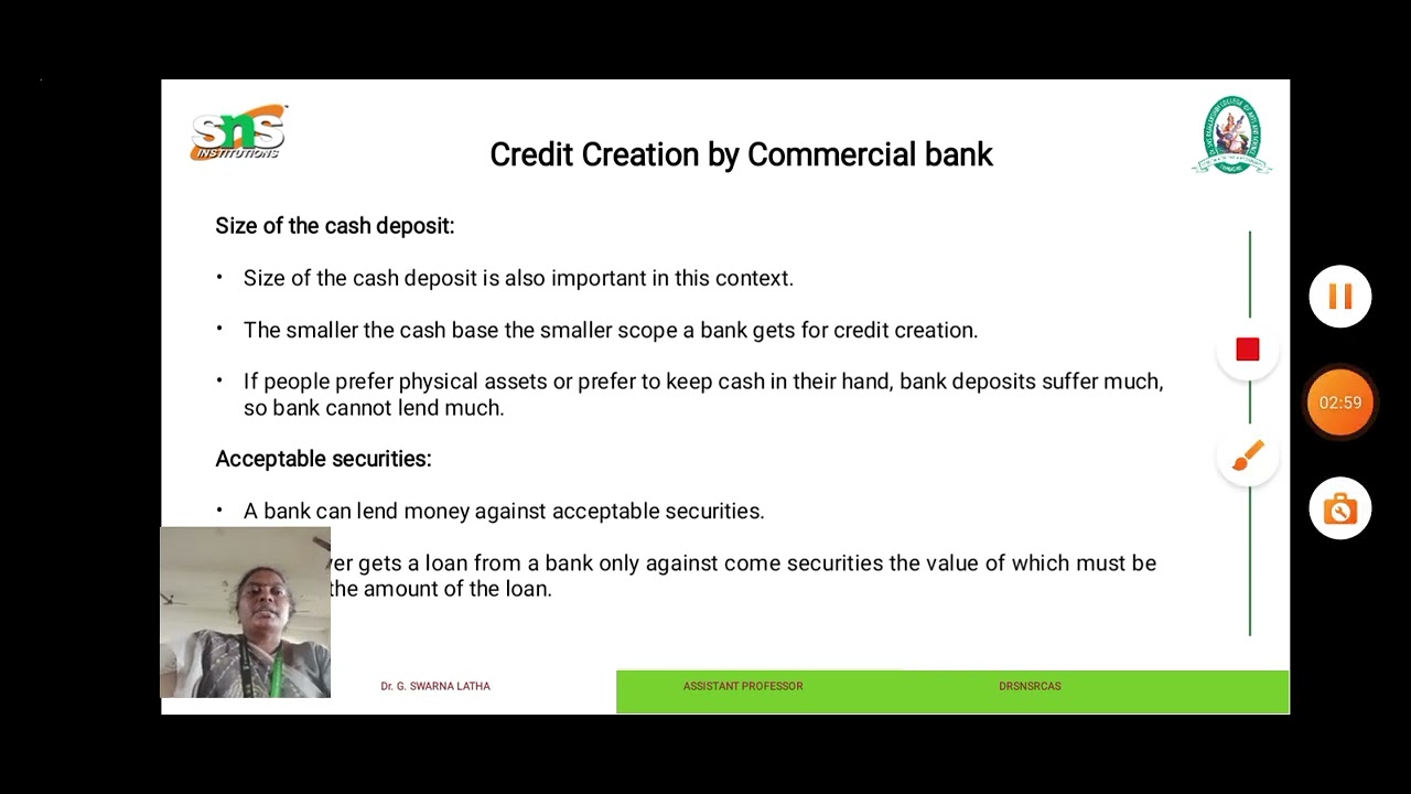 Credit Creation by Commercial bank/Indian Economy/ DRSNSRCAS