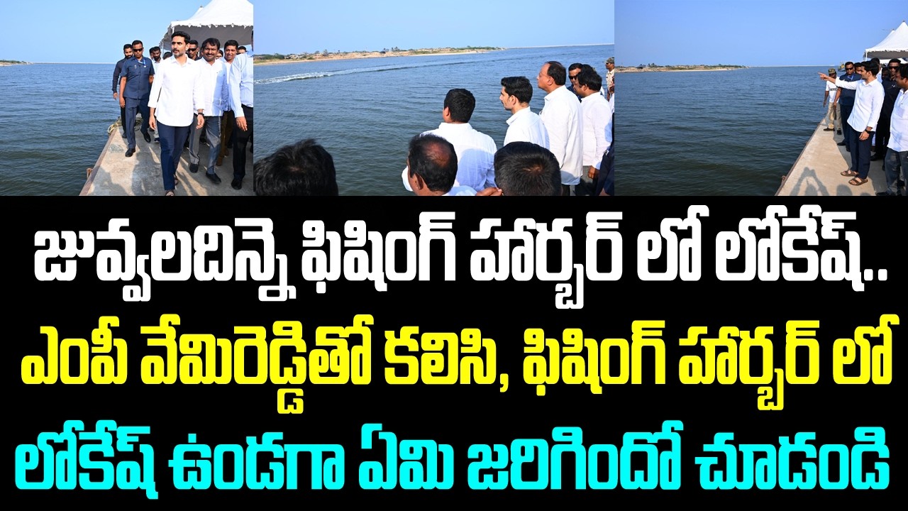జువ్వలదిన్నె ఫిషింగ్ హార్బర్ లో లోకేష్.. ఎంపీ వేమిరెడ్డితో కలిసి, ఫిషింగ్ హార్బర్ లో లోకేష్ ఉండగా