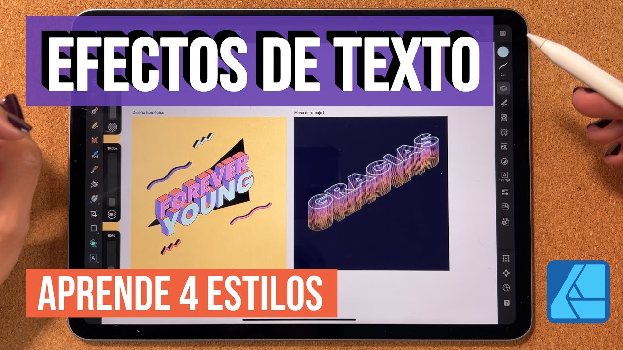 Cómo crear Efectos de texto - Retro, 3D, Isométrico | Tutorial Affinity Designer 2 iPad