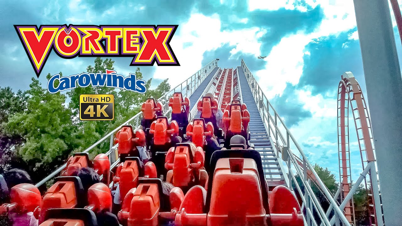 2021 Vortex Stand Up Roller Coaster On Ride Back Row 4K POV Carowinds