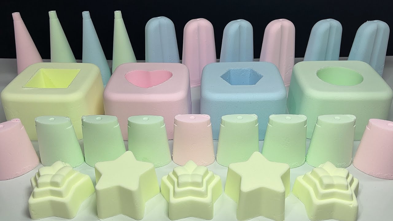 Satisfying Video I ASMR Baking Soda I Pastel geometric shapes