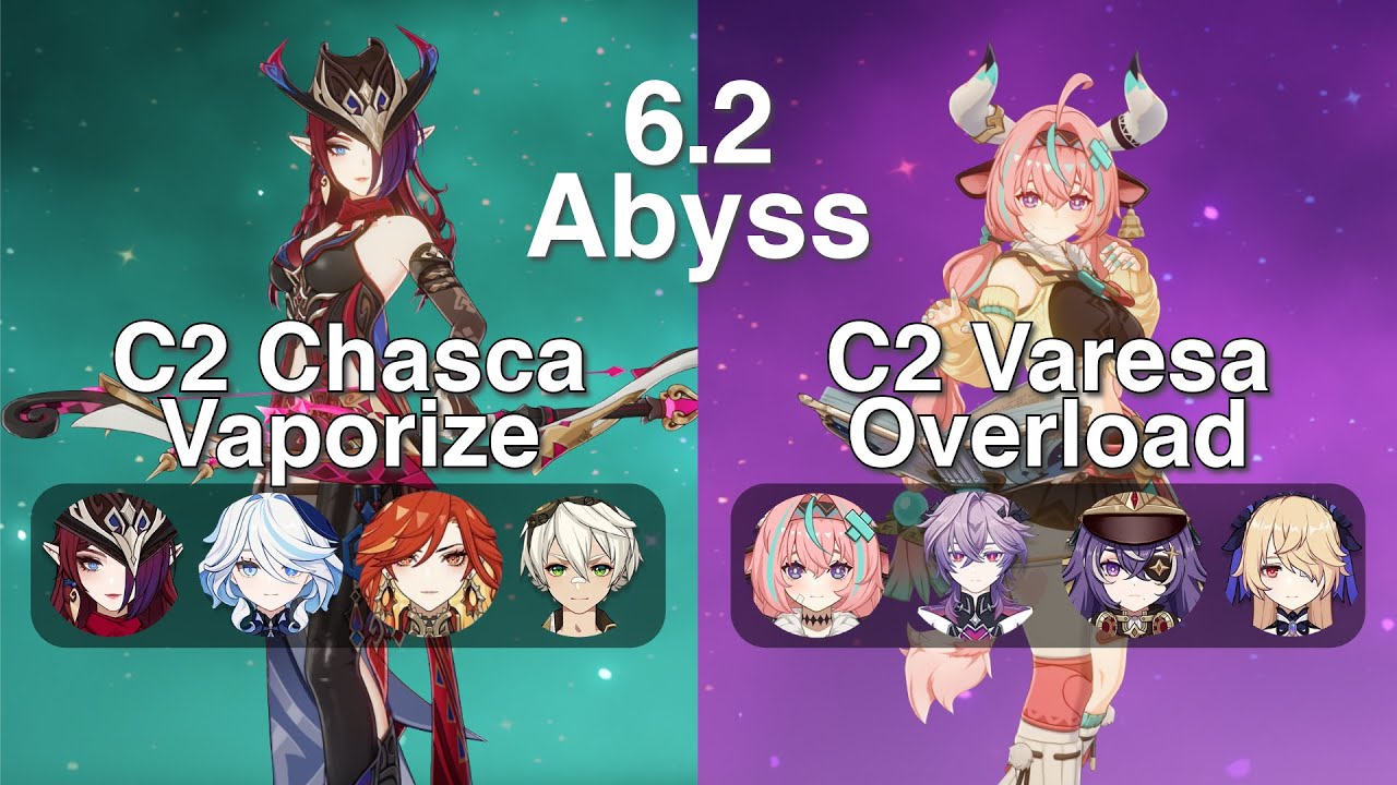 C2 Chasca Vaporize & C2 Varesa Overload | 6.2 Abyss | Genshin Impact