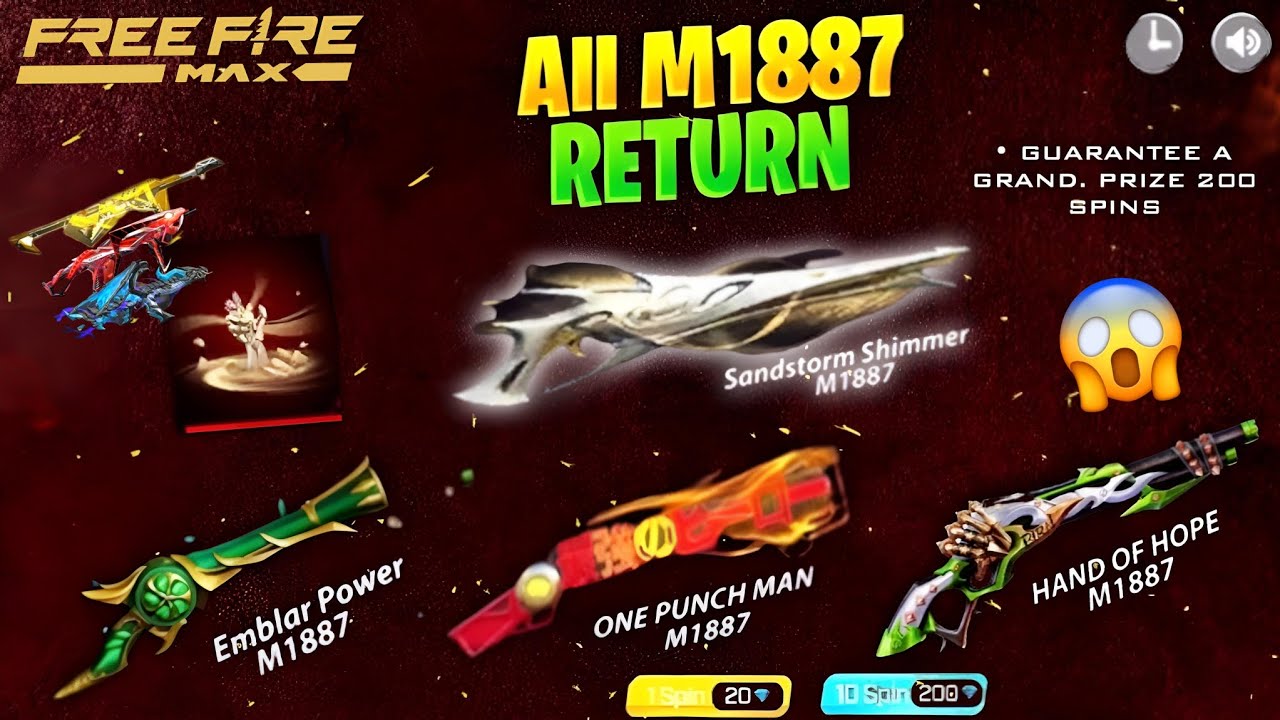 All M1887 Return Skin Confirm Date 🥳💥 | One Punch Man M1887  Return |Ff Upcoming Event |Ff New Event