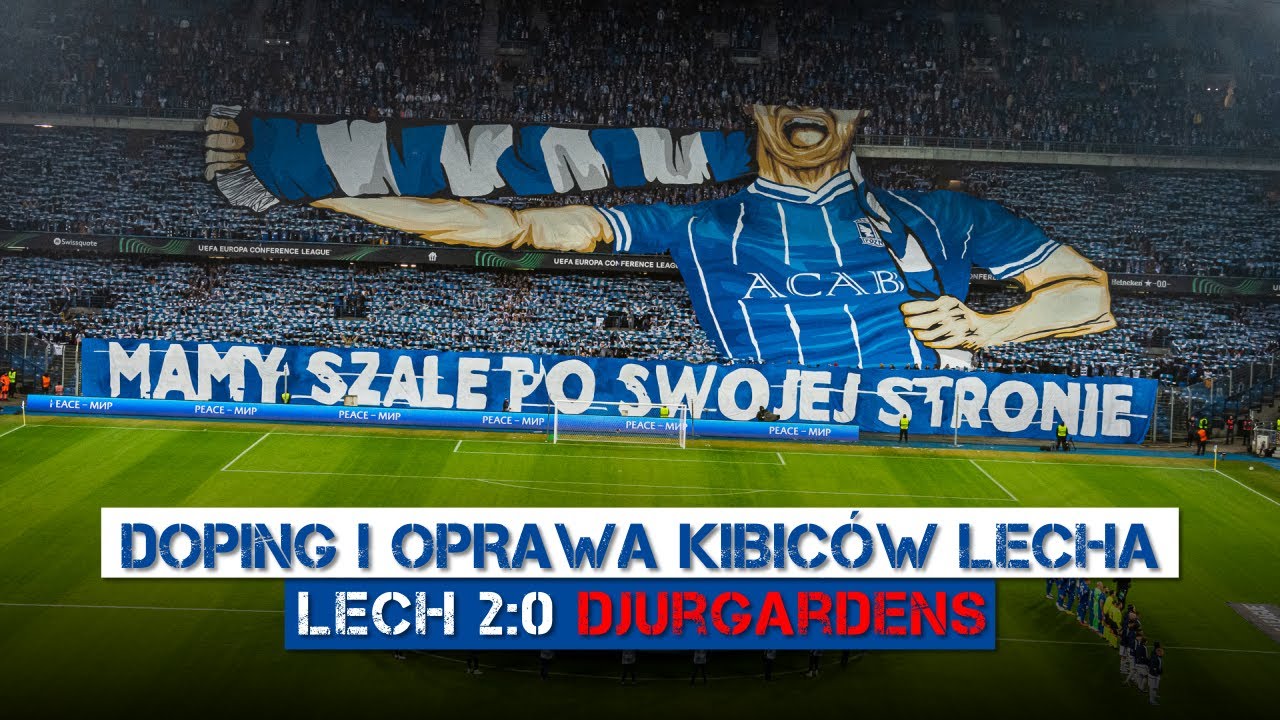 POZNAŃSKI KOCIOŁ: LECH - Djurgardens (09.03.2023): doping i oprawa Kibiców Kolejorza