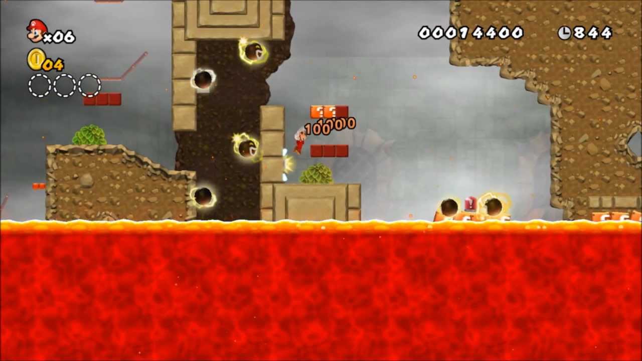 NSMBW Custom Level Mt. Vesuvio Dragon Coaster Frenzy (no keys) New Super Mario Bros Wii