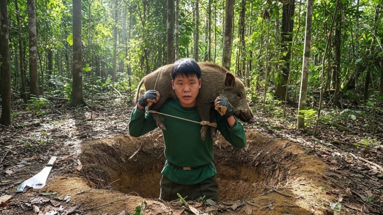 185 Days of Survival Alone in the Wild | Building Shelters & Mastering Wild Boar Trapping Skills