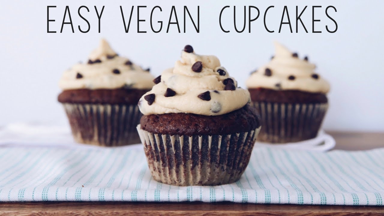 Easy Chocolate Cookie Dough Cupcakes (Vegan!)