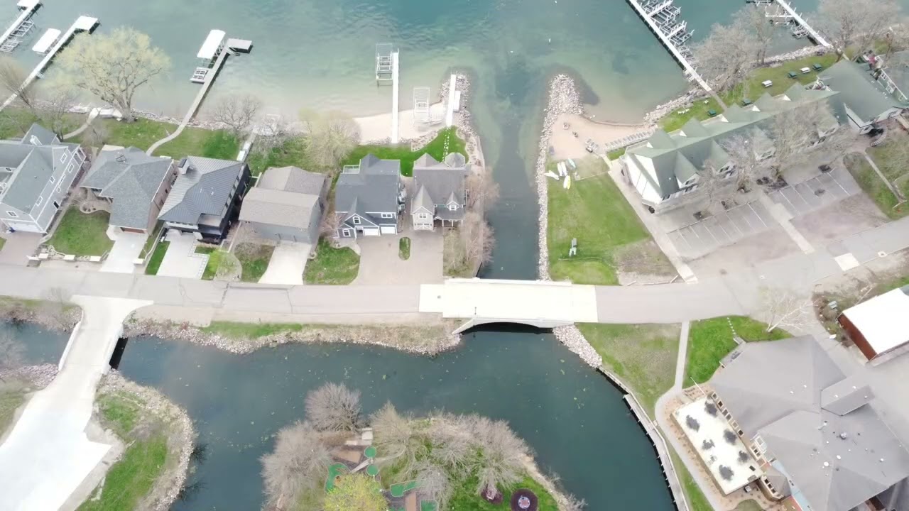 Drone flying over canals at Lake Okoboji￼ Part one￼￼
