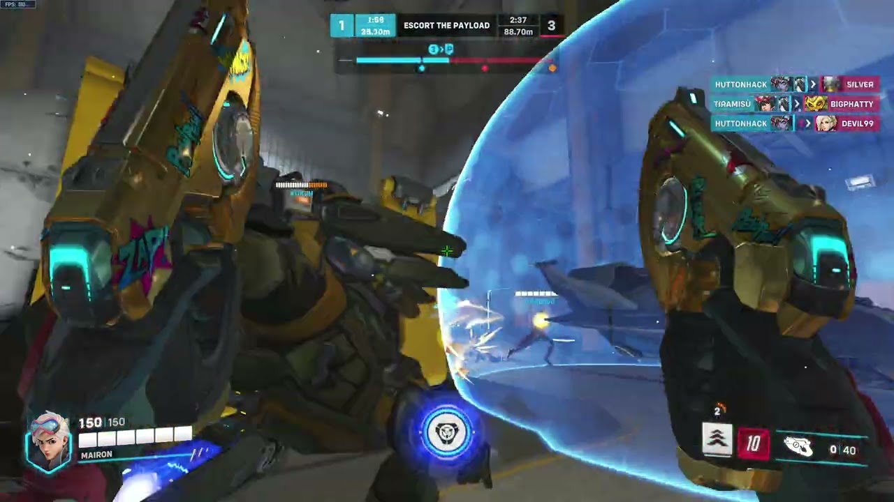 Overwatch 2 Tracer gameplay on Watchpoint Gibraltar (Competitive)