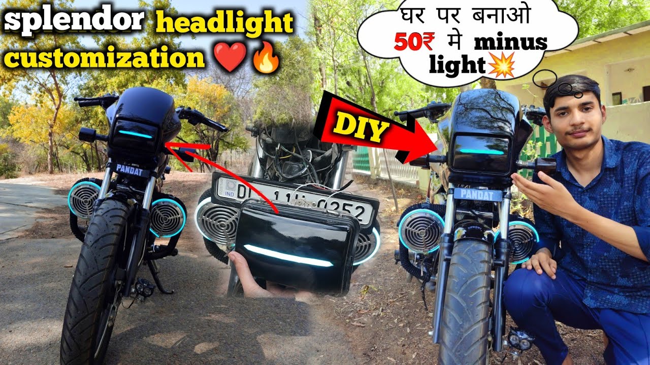 ❤️&zwj;🔥Splendor Headlight Modified🔥| How To Make🤔Splendor Minus Headlight🚨🥳 | 50₹ Only😳| DIY💥