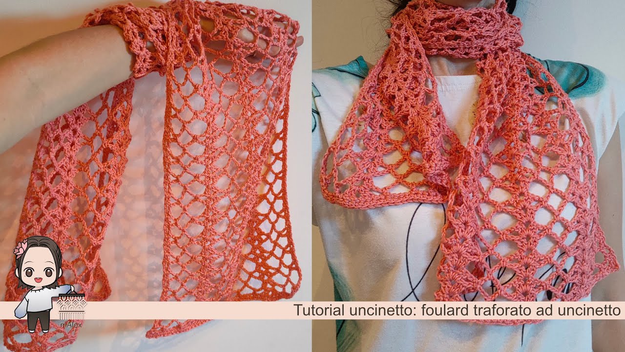 Tutorial uncinetto: sciarpina primaverile traforata. Facile per principianti!