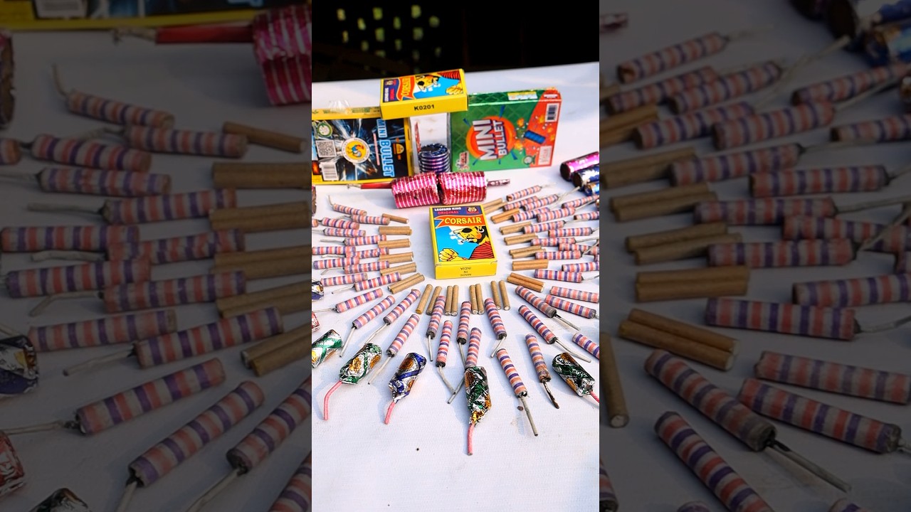 Different Types of Diwali crackers Testing ~ Bijli Bomb + 2 Sound Sky Shot + Bullet Bomb + Dhaga Bom