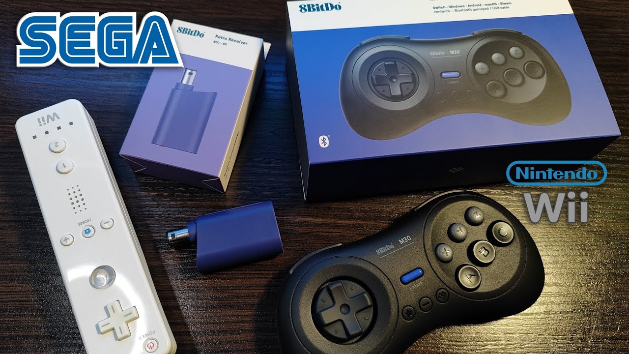 Nintendo Wii Genesis GX emulator with 8BitDo M30 Bluetooth controller and 8BitDo Gamecube Receiver