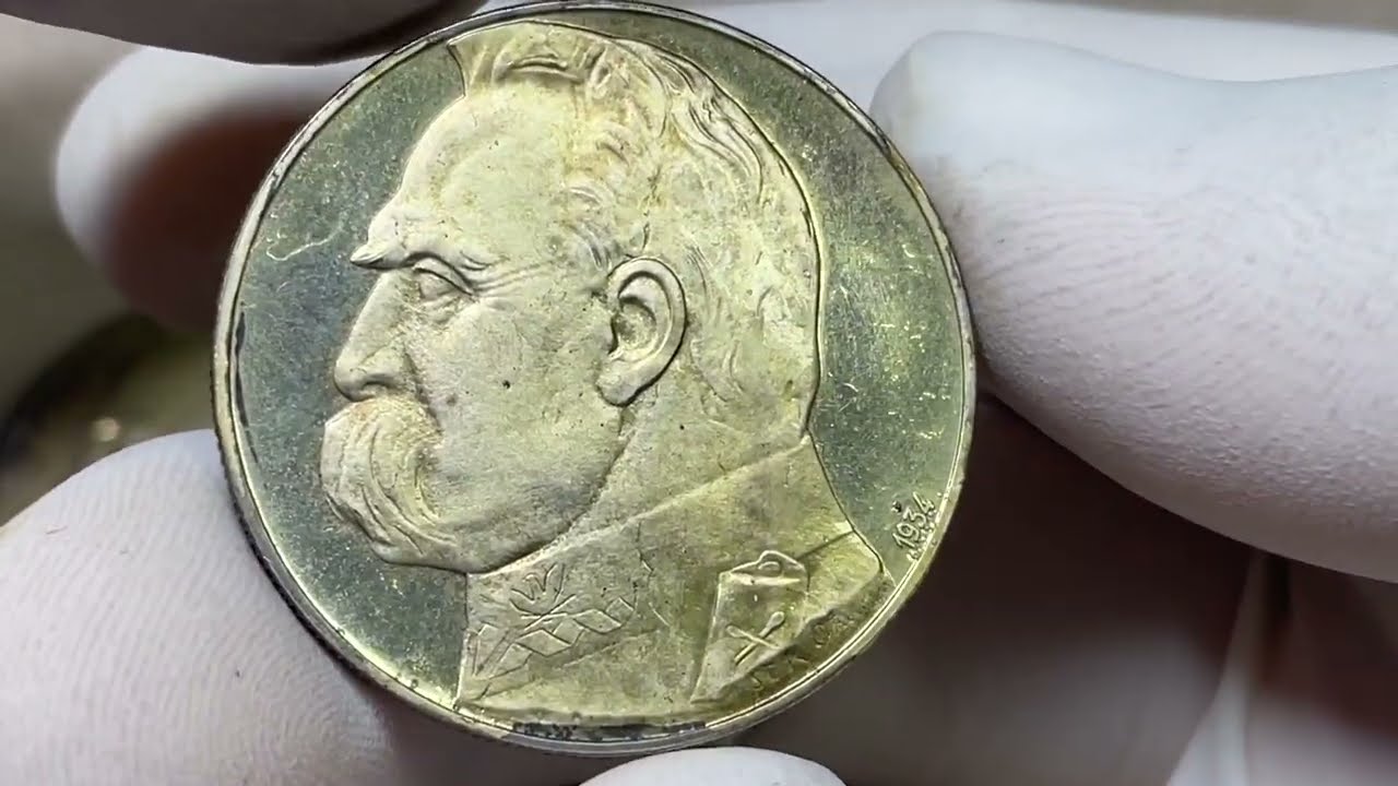Cechy charakterystyczne LUSTRZANKI 10 zł 1934 Piłsudski Strzelecki i inne, ładne monety II RP