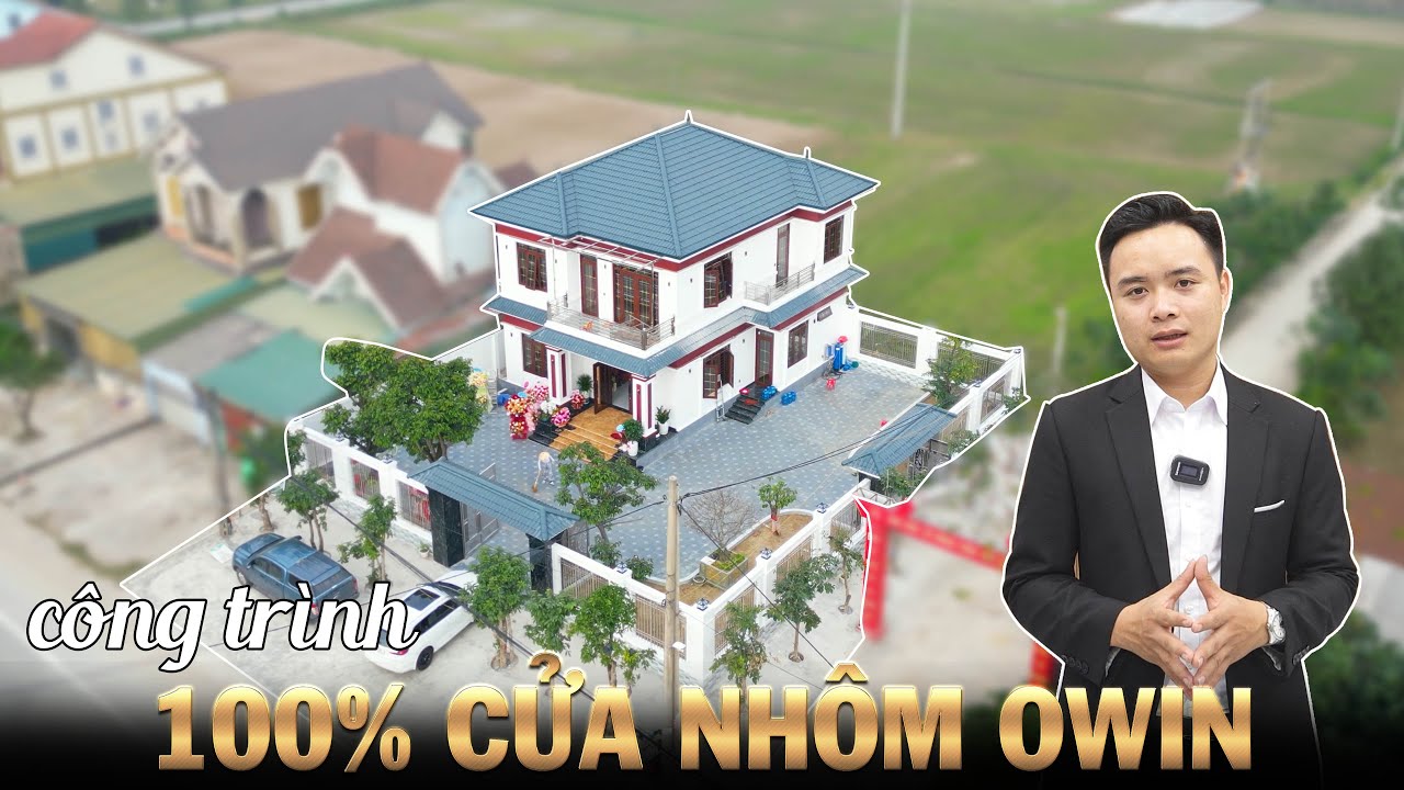 Công trình nhà mái nhật đẹp sử dụng 100% cửa nhôm OWIN màu vân gỗ trắc || nhôm owin| owin