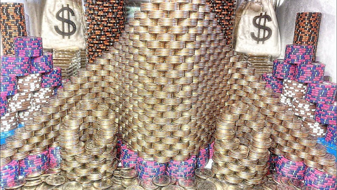“HUGE” PYRAMID WALL OF QUARTERS CRASH! HIGH LIMIT COIN PUSHER $2,000,000.00 BUY IN! (MEGA WIN)