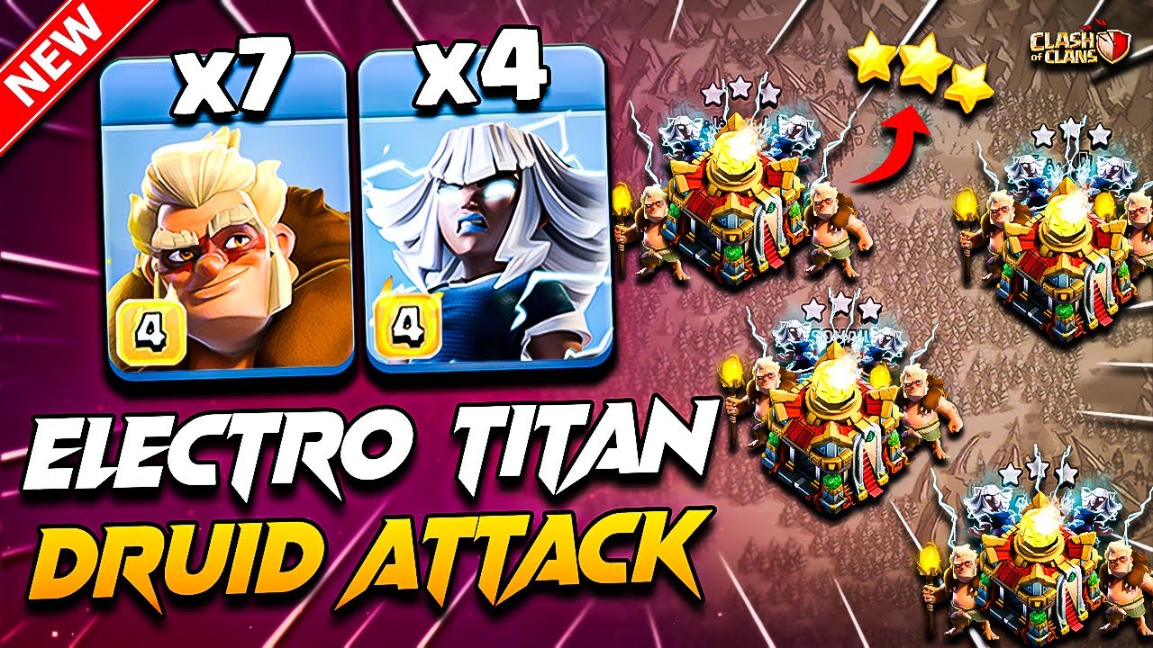 TH16 Attack Strategy With ELECTRO TITAN + DRUID in Clash Of Clans | Th16 Druid Electro Titan Attacks