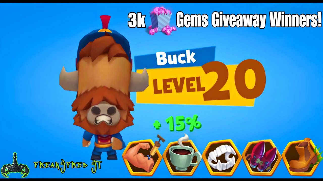 Level 20 Buck: The Most Powerful? | 3k Gems Giveaway Winners | Zooba Gameplay