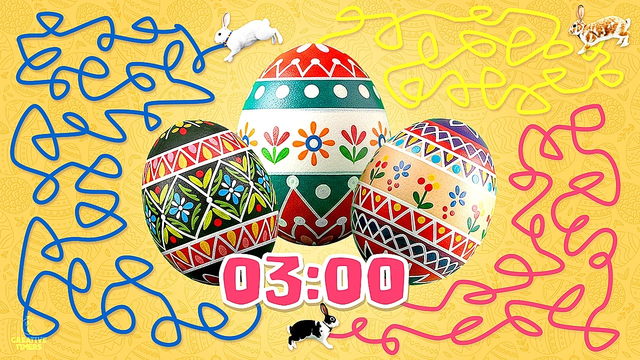 3 MINUTE Timer - EASTER EGG HUNT​ ​🐇​🥚​​​​Classroom Countdown with Music