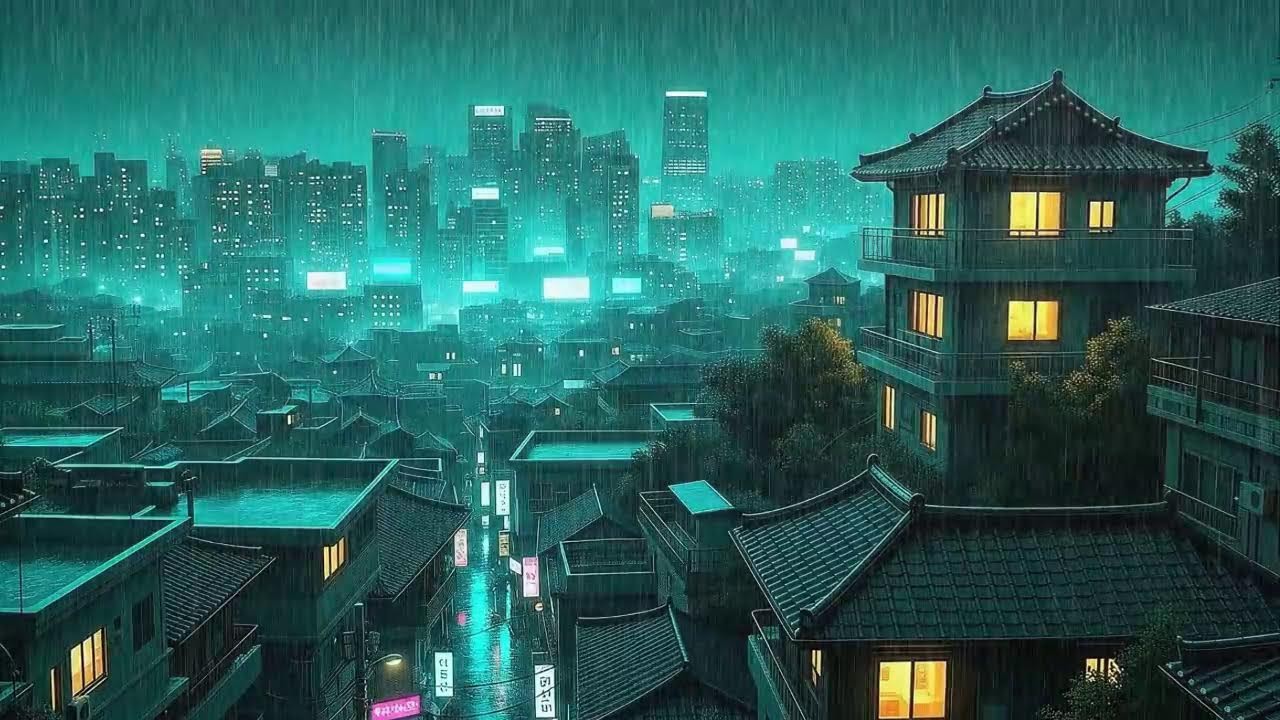Rain Sounds and Lofi for Productivity in a Peaceful Korean Mood for Clear Thinking 😌