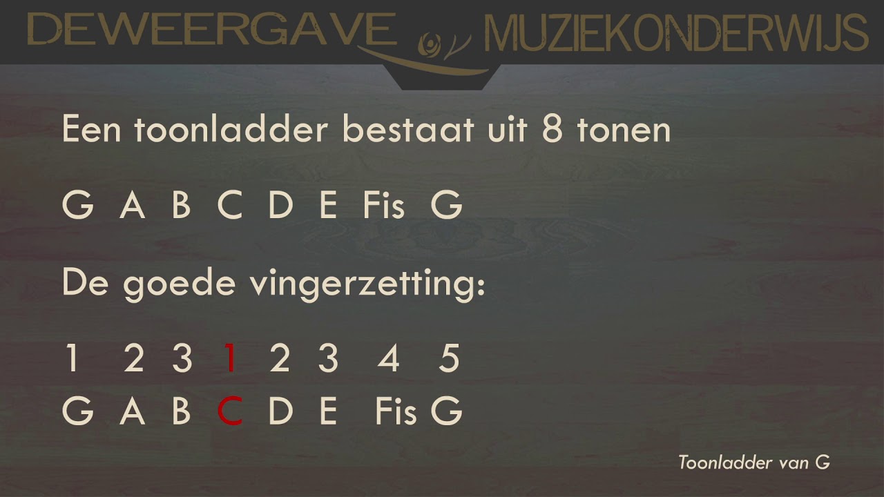 Toonladder van G over 1 octaaf