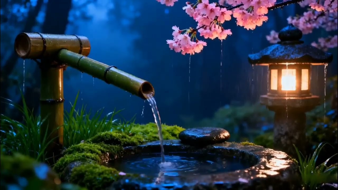 Soft Night Rain and Relaxing Piano | Zen Garden Sleep and Meditation Ambience